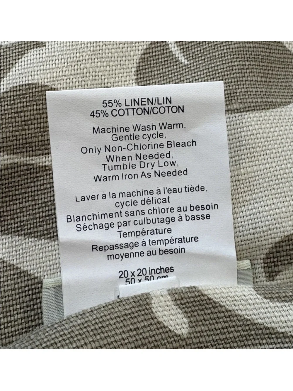 Pottery Barn Pillow Cover 20x20 Damask Scroll Brown Cream Linen Cotton NWT